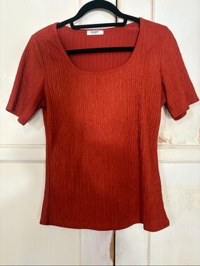 zeagoo Rust Orange Short Sleeve Scoop Neck Top